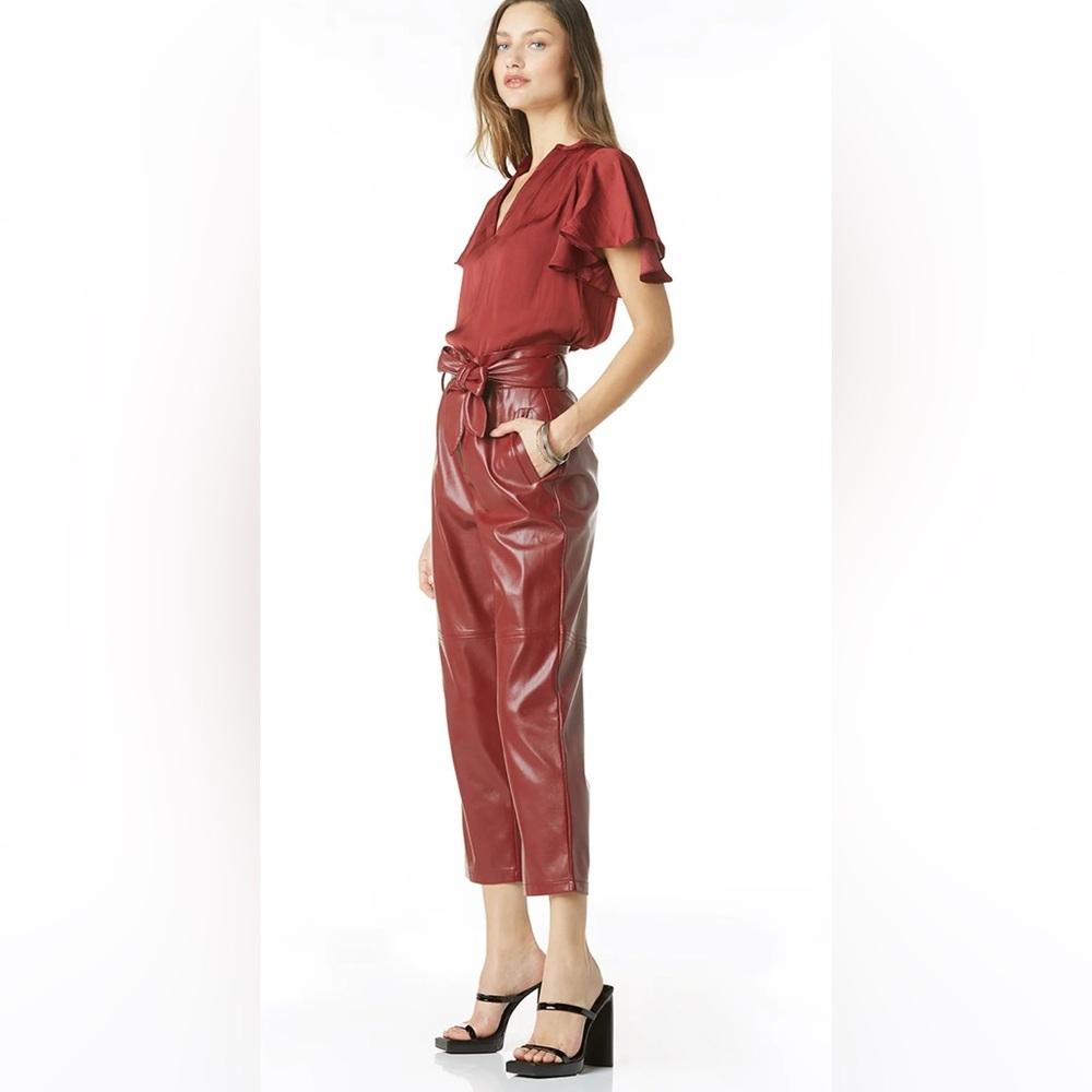 TART COLLECTIONS kimiko vegan leather pant in cabernet red Sz Medium